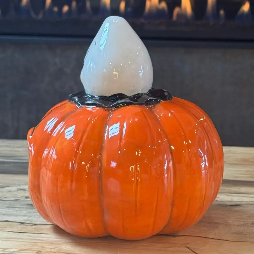 Johanna Parker Halloween Ghost & Jack-o-Lantern Ceramic Treat Bowl Candy Bowl